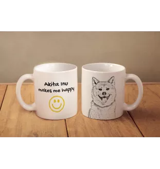 Akita kubek z psem Makes me happy Art-Dog