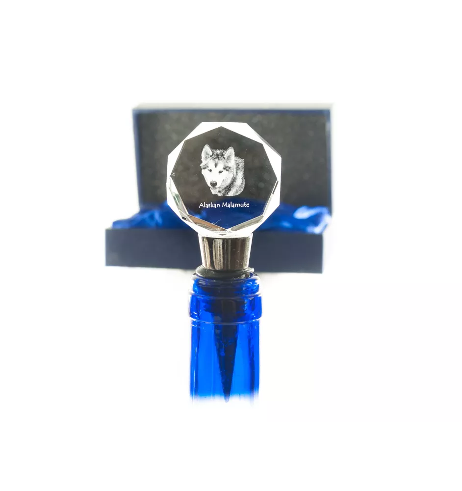 Alaskan Malamute - Bottle stopper, crystal wine stopper with photo, personalised gift for bartender by Art-Dog brand