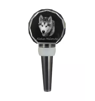 Alaskan Malamute - Crystal bottle stopper, unique wine stopper with photo, personalised gift for sommelier by Art-Dog brand