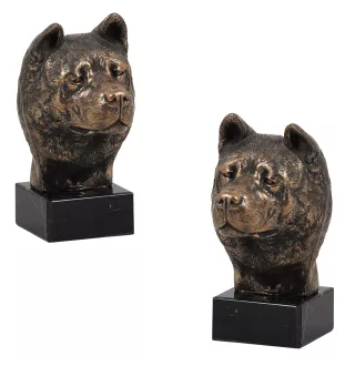 Akita, Akita Inu - Statue de chien, buste sur socle en pierre, sculpture, trophée pour exposition canine par la marque Art-Dog