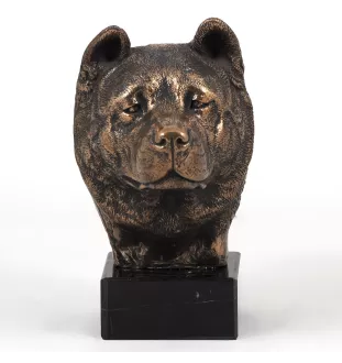 Akita, Akita Inu - Statue de chien, buste sur socle en pierre, sculpture, trophée pour exposition canine par la marque Art-Dog