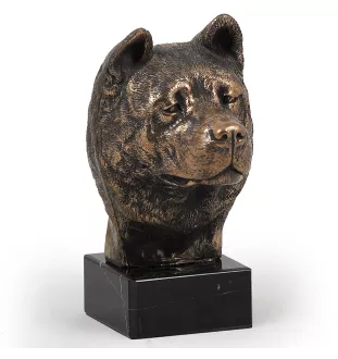 Akita, Akita Inu - Dog statue, bust on stone base, sculpture, trophy for dog show by Art-Dog brand