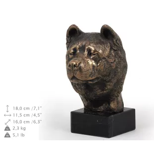 Akita, Akita Inu - Statue de chien, buste sur socle en pierre, sculpture, trophée pour exposition canine par la marque Art-Dog