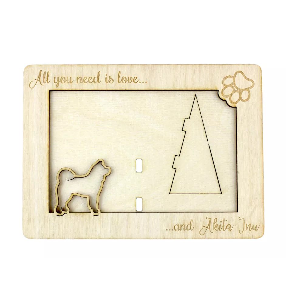 Akita, Akita Inu - Photo frame, engraved wooden frame, a lovely gadget for the dog lover by Art-Dog