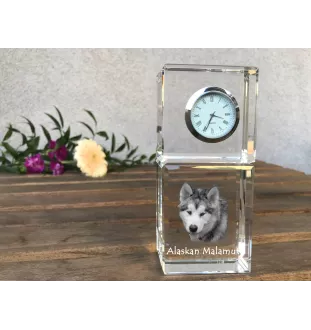 Alaskan Malamute, Alaskischer Malamute - Kristalluhr mit Foto, Hundebild im Kristall, personalisierte Schreibtischuhr von Art-Dog.