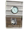 Alaskan Malamute - glass clock with a photo, photo of a dog in crystal, personalized standing office clock by Art-Dog brand