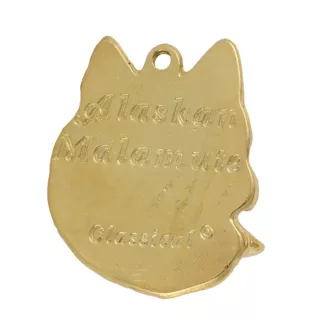 Alaskan Malamute - keychain and necklace with a dog in a box, high-quality gold-plated product, Art-Dog brand