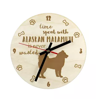 Alaskan Malamute, Alaskischer Malamute - Hundeuhr, Holzuhr, Wanduhr für Hundefreunde, Tisch- und Regaluhr, Art-Dog