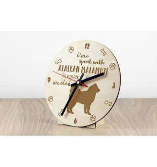 Malamute de l'Alaska - horloge avec chien, horloge en bois, horloge murale pour les amoureux des chiens, horloge de bureau et étagère, Art-Dog