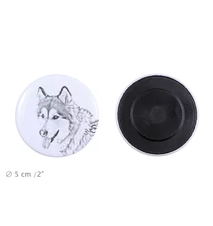 Alaskan Malamute, Alaskischer Malamute Magnet mit einem Hundepfotenabdruck, außergewöhnlich leicht, starker Magnet, handgefertigtes Produkt der Marke Art-Dog