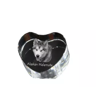Alaskan Malamute - a photo of a dog in crystal, crystal heart, unique photo frame from the Art-Dog brand