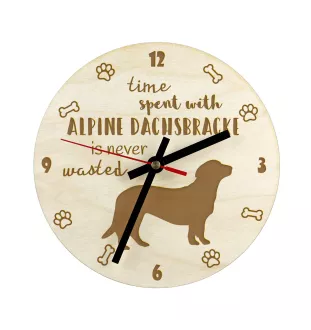 Alpine Dachsbracke - clock with a dog, wooden clock, wall clock for dog lovers, clock for desk and shelf, Art-Dog