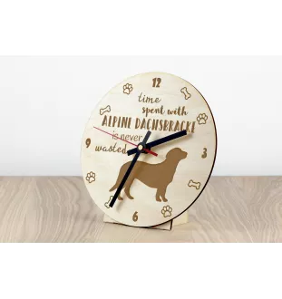 Alpine Dachsbracke - clock with a dog, wooden clock, wall clock for dog lovers, clock for desk and shelf, Art-Dog