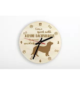 Alpine Dachsbracke - clock with a dog, wooden clock, wall clock for dog lovers, clock for desk and shelf, Art-Dog