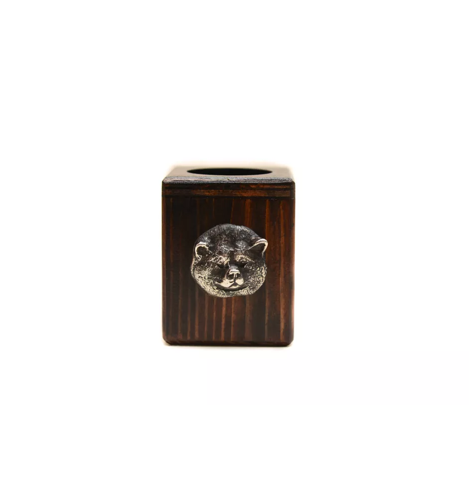 Akita, Akita Inu - wooden candle holder with a dog, a unique souvenir after losing a dog, a handicraft from the Art-Dog brand