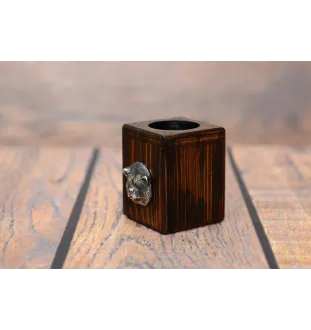 Akita, Akita Inu - wooden candle holder with a dog, a unique souvenir after losing a dog, a handicraft from the Art-Dog brand