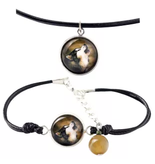Malamute de l'Alaska - ensemble de bijoux avec votre photo, ensemble fait à la main, bracelet et collier de la marque Art.-Dog