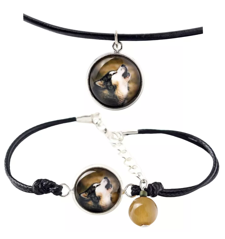 Alaskan Malamute - a set of jewelry with your photo, handmade set, bracelet and necklace by Art.-Dog brand