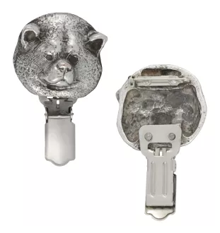 Akita, Akita Inu - brooch with a clip, holder for a start number, silver-plated dog show pin from the Art-Dog brand