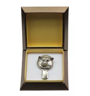 Akita, Akita Inu - brooch with a clip, holder for a start number, silver-plated dog show pin from the Art-Dog brand