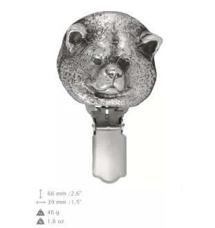 Akita, Akita Inu - Brosche mit Clip, Startnummernhalter, versilberte Anstecknadel für Hundeausstellungen der Marke Art-Dog