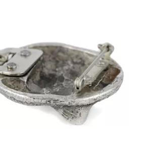 Akita, Akita Inu - Brosche mit Clip, Startnummernhalter, versilberte Anstecknadel für Hundeausstellungen der Marke Art-Dog