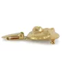 Akita, Akita Inu - brooch with a clip, gold-plated holder for a race number, elegant dog show pin from Art-Dog brand