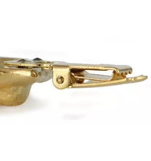 Akita, Akita Inu - brooch with a clip, gold-plated holder for a race number, elegant dog show pin from Art-Dog brand