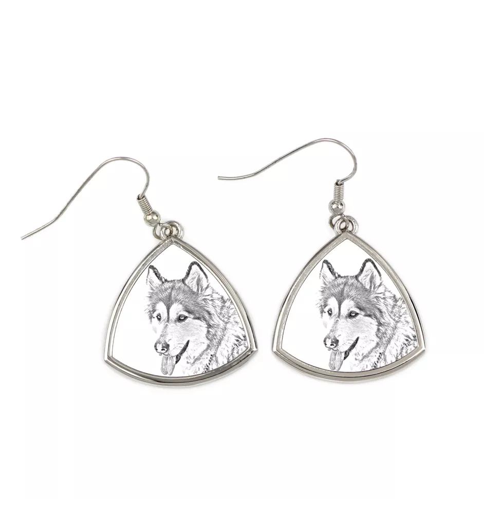 Alaskan Malamute, Alaskischer Malamute - Hund Ohrringe, hängende Ohrringe mit Bild, personalisierter Schmuck mit dem Aufdruck der Marke Art-Dog