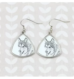 Alaskan Malamute, Alaskischer Malamute - Hund Ohrringe, hängende Ohrringe mit Bild, personalisierter Schmuck mit dem Aufdruck der Marke Art-Dog
