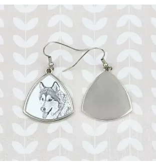 Alaskan Malamute, Alaskischer Malamute - Hund Ohrringe, hängende Ohrringe mit Bild, personalisierter Schmuck mit dem Aufdruck der Marke Art-Dog