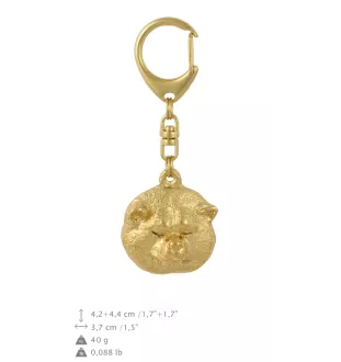 Akita, Akita Inu - keychain and necklace with a dog in a box, high-quality gold-plated product, Art-Dog brand