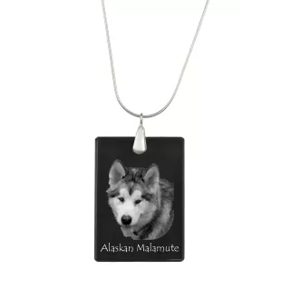 Alaskan Malamute - Crystal pendant with dog, silver necklace with photo, personalised pendant by Art-Dog brand