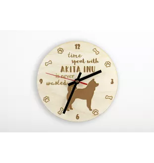 Akita, Akita Inu - horloge avec chien, horloge en bois, horloge murale pour les amoureux des chiens, horloge de bureau et étagère, Art-Dog