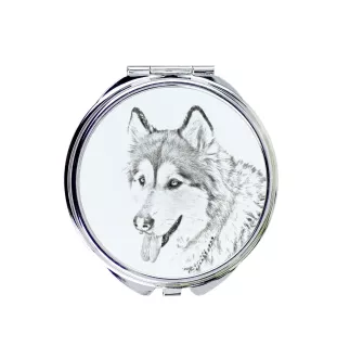 Alaskan Malamute, Alaskischer Malamute - Taschenspiegel mit Hund, personalisierter Taschenspiegel, kompakter Spiegel mit Art-Dog-Logo