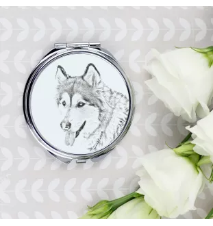 Malamute de l'Alaska - miroir de poche avec chien, miroir personnalisé pour sac à main, miroir compact avec impression de la marque Art-Dog
