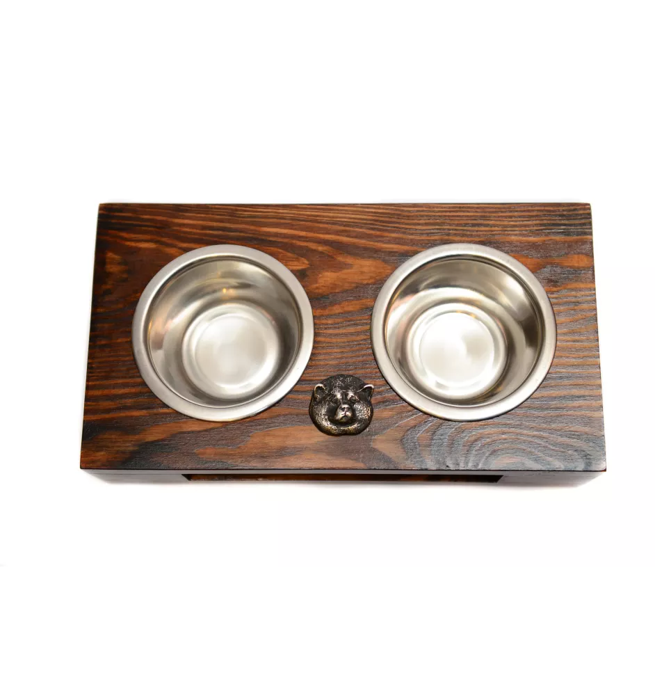 Akita, Akita Inu - support en bois avec des bols pour chien, bols pour chien en acier, cadeau pour l'adoption d'un chien de la marque Art-Dog