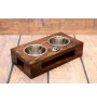Akita, Akita Inu - wooden stand with bowls for a dog, steel dog bowls, a gift for adopting a dog from the Art-Dog brand