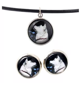 Akita, Akita Inu - Schmuck mit Ihrem Foto-Box, Halskette und Ohrringe-Set, personalisierte Produkte der Marke Art-Dog.