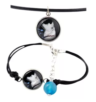 Akita, Akita Inu - ensemble de bijoux avec votre photo, ensemble fait à la main, bracelet et collier de la marque Art.-Dog