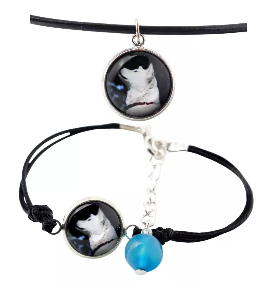 Akita, Akita Inu - a set of jewelry with your photo, handmade set, bracelet and necklace by Art.-Dog brand
