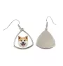 Akita, Akita Inu - boucles d'oreilles avec une photo et un motif de chien géométrique Art-Dog