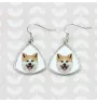 Akita, Akita Inu - earrings with a picture and the inscription geometric dog Art-Dog