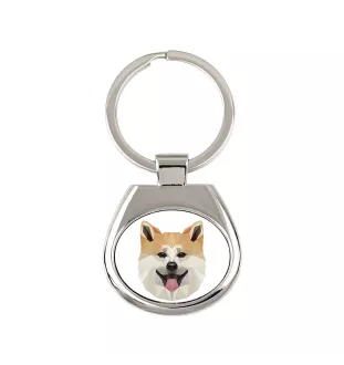 Akita, Akita Inu - geometric keychain with a photo and the inscription Art-Dog