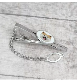 Akita, Akita Inu - geometric tie clip with a picture and inscription from Art-Dog