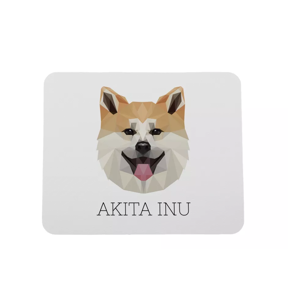 Akita, Akita Inu - tapis de souris géométrique avec photo et inscription Art-Dog