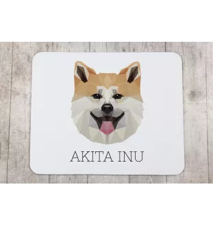 Akita, Akita Inu - geometrisches Mauspad mit Bild und Aufschrift von Art-Dog