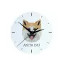 Akita, Akita Inu - geometrische Wanduhr mit Bild und Aufschrift der Marke Art-Dog