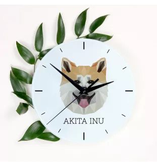 Akita, Akita Inu - geometric wall clock with a picture and the brand name Art-Dog