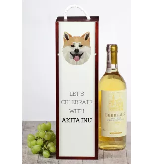 Akita, Akita Inu - geometrische Box mit einem Bild und Schriftzug für Wein der Marke Art-Dog